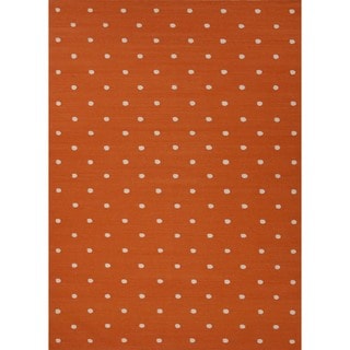 Handmade Flat Weave Geometric Red/ Orange Wool Rug (3'6 x 5'6)