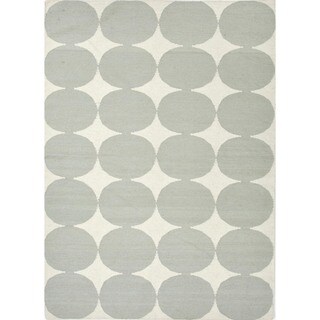 Flat Weave Geometric Blue Wool Rug (3'6 x 5'6)