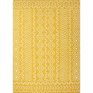 Flat Weave Tribal Gold/ Yellow Wool Rug (9' x 12')