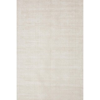 Best Shopping Hand-loomed Solid Ivory Wool/ Silk Rug (9' x 13')