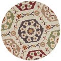 Hand-hooked Fandango Beige/ Multi Rug (3'0 Round)