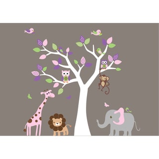 Wall  Decals on Nursery Wall Art Girl S Safari Tree Wall Decal Set With Birds Owls And