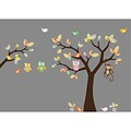 Nursery Wall Art Girl's Pattern Leaf Tree Decal Set with Birds, Owls and Flowers