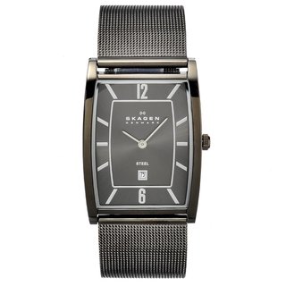 Skagen Men's Stainless Steel Rectangular Mesh Strap Watch