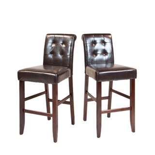 Essex 29-inch Deluxe Tufted Faux Leather Bar Stools (Pack of 2)