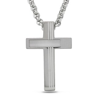 Miadora Stainless Steel Men's Cross Necklace
