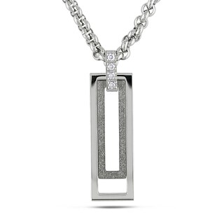 Miadora Stainless Steel Men's Cubic Zirconia Necklace