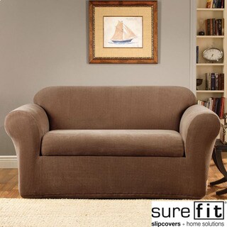 Click to Enlarge for Stretch Metro Two-piece Brown Loveseat Slipcover Stretch Metro Two-piece Brown Loveseat Slipcover-Image