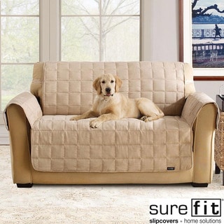 Soft Suede Taupe Waterproof Loveseat Protector-Image