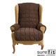 Sure Fit Soft Suede Chocolate Waterproof Wing Chair Cover