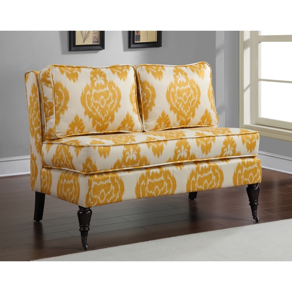 Cassidy French Yellow/ Cream Ikat Loveseat Overstock Shopping Great