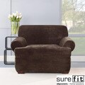 Sure Fit Stretch Plush Chocolate T-cushion Chair Slipcover