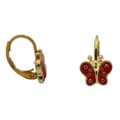 18k Yellow Gold Overlay Enamel Butterfly Leverback Earrings