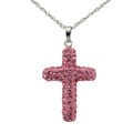 Sterling Silver Pink and White Crystal Reversible Cross Necklace