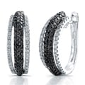 14k White Gold 1 5/8ct TDW Black and White Diamond Earrings (I-J, I1-I2)