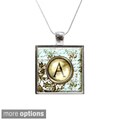 Vintage Style Monogram Personalized Glass Pendant and Necklace