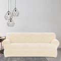 Stretch Plush Cream T-Cushion Sofa Slipcover