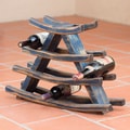Handcrafted Pinewood 'Vintage Bottles' Wine Rack (Mexico)