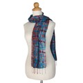 Handcrafted Silk 'Azure Wilderness' Scarf (Thailand)