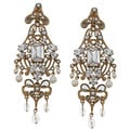 Carolee CZ, Faux Pearl Art Deco Drama Chandelier Earrings