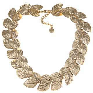 Carolee CZ 17-inch Leaf Collar Necklace