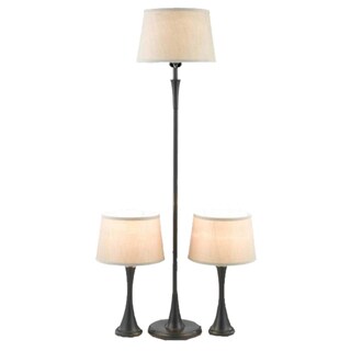 Black Floor Lamp and Table Lamp Set