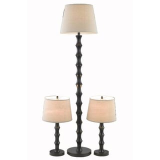 Black 2-light Floor Lamp and Table Lamp Set 