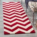 Handmade Chevron Red/ Ivory Wool Rug (2'3 x 7')