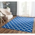 Hand-woven Moroccan Dhurrie Light Blue Wool Rug
