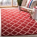 Hand-woven Moroccan Dhurrie Red Wool Rug