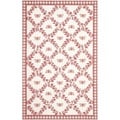 Hand-hooked Bumblebee Ivory/ Rose Wool Rug