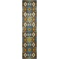 Handmade Festive Brown New Zealand Wool Rug (2'6 x 10')