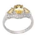De Buman Sterling Silver Citrine and Cubic Zirconia Ring