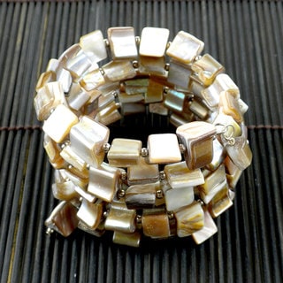 Handcrafted Mother of Pearl Wrap Bracelet Ivory (China)