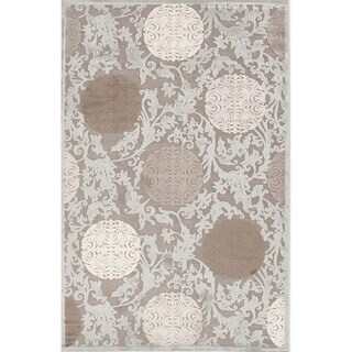 Transitional Floral Blue Viscose/ Chenille Rug (7'6 x 9'6)