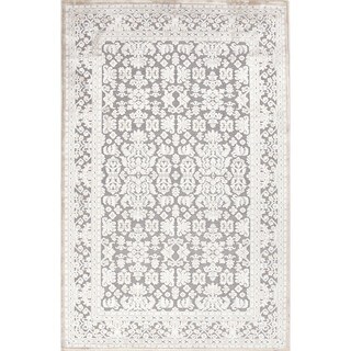 (^ ^)// Transitional Oriental Blue Viscose/ Chenille Rug (7'6 x 9'6)