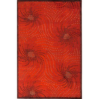 Transitional Red/ Orange Viscose/ Chenille Rug (5' x 7'6)