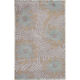 Transitional Abstract Blue Viscose/ Chenille Rug (2' x 3')