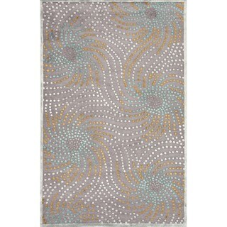 Transitional Abstract Blue Viscose/ Chenille Rug (5' x 7'6)