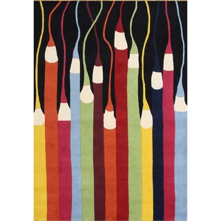 Hand-made Alliyah Black Blend Wool Pencil Rug (5' x 8')