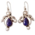 Sterling Silver 'Tropical Fruit' Pearl Lapis Earrings (4 mm) (India)