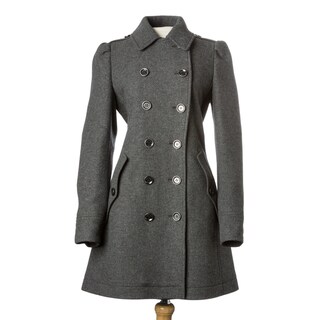 Burberry Brit Women's Grey Wool-blend Double-breasted Coat
