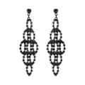 Roman Black-plated Faceted Black Crystal Marquise Dangle Earrings
