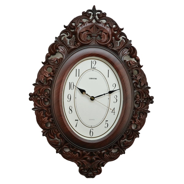 Fabulous Antique Linseng Brown Polyresin Wall Clock (27x19)