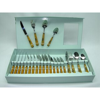 Fabulous Threestar Royal Gold and Black Decor 24-piece Flatware Set