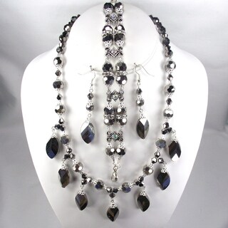 Silverplated Crystal Wedding Jewelry Set