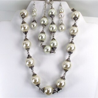 Cream Glass Pearl Wedding Jewelry Set