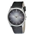 Skagen Men's Steel Black Leather Strap Date Watch