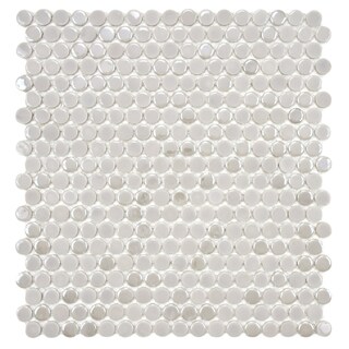 SomerTile 11.25x12-in Posh Penny Round Ash Porcelain Mosaic Tile (Pack of 10)
