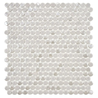 SomerTile 11.25x12-in Posh Penny Round Ash Porcelain Mosaic Tile (Pack of 10)